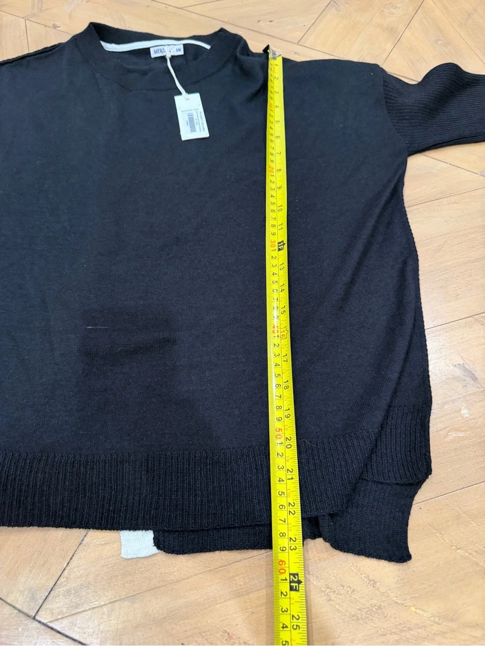 Mersea Coronado Split Back Sweater Black with White Stripe Crewneck S/M NWT - Picture 6 of 8